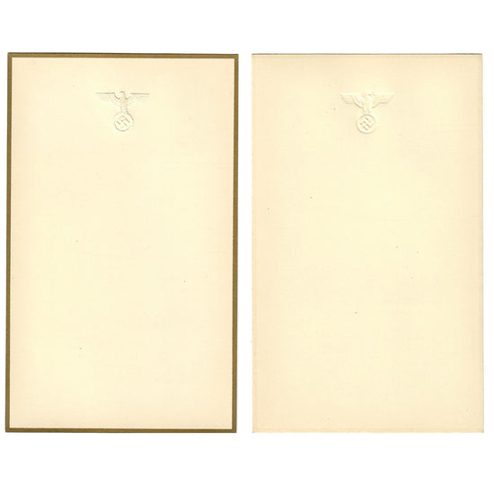 Original German WWII AH Berghof Large Menu Card with Embossed Eagle & Gold Border - 4 5/16" x 7 1/16"