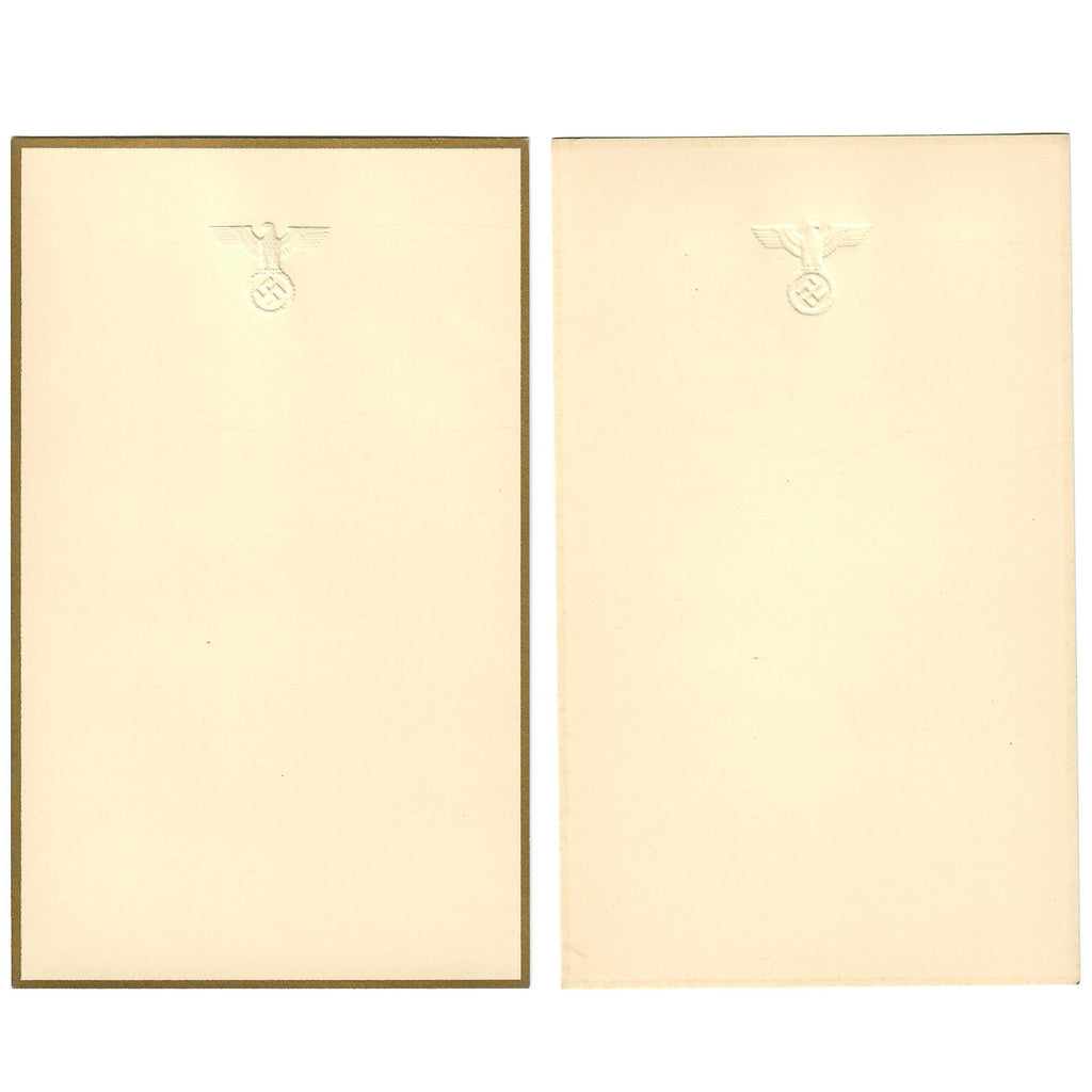 Original German WWII AH Berghof Large Menu Card with Embossed Eagle & Gold Border - 4 5/16" x 7 1/16" Original Items
