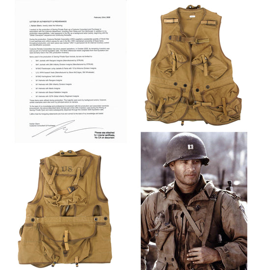Original Saving Private Ryan U.S. WWII Rangers Assault Vest Costume Piece Marked CRC with Copy of Notarized Letter of Authenticity Original Items