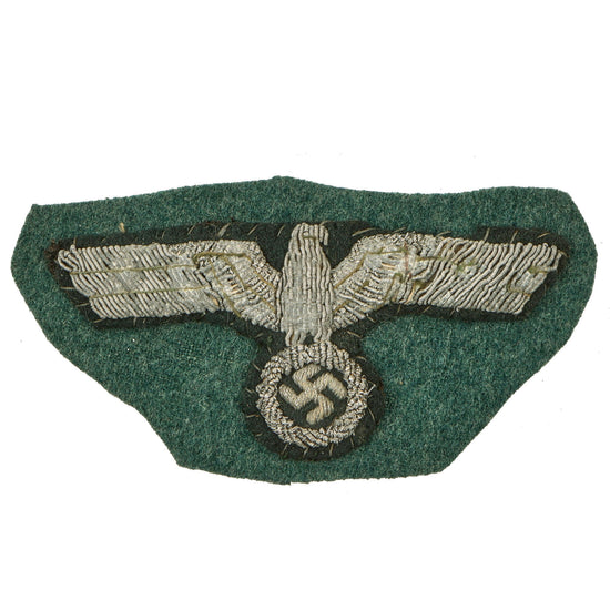 Original German WWII Heer Army Officer Hand Embroidered Bullion Breast Eagle - Field Uniform Cutoff Original Items