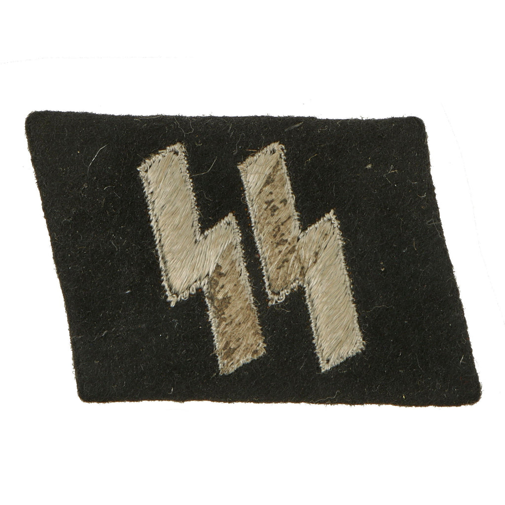 Original German WWII SS EM/NCO Type 2 Double Sig Rune Collar Tab - Schutzstaffel Original Items