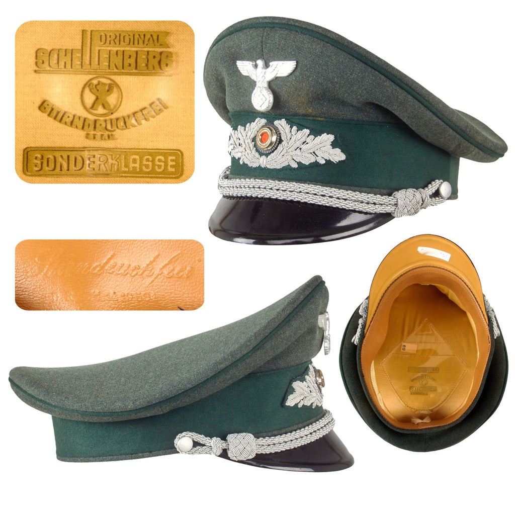 Original German WWII Forestry Service Officers Schirmmütze Visor Crush Cap by Schellenberg - Size 59 Original Items
