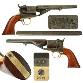 Original U.S. Civil War Era Rare Colt Model 1861 Navy .38 Rimfire Cartridge Converted Revolver - Serial 12117