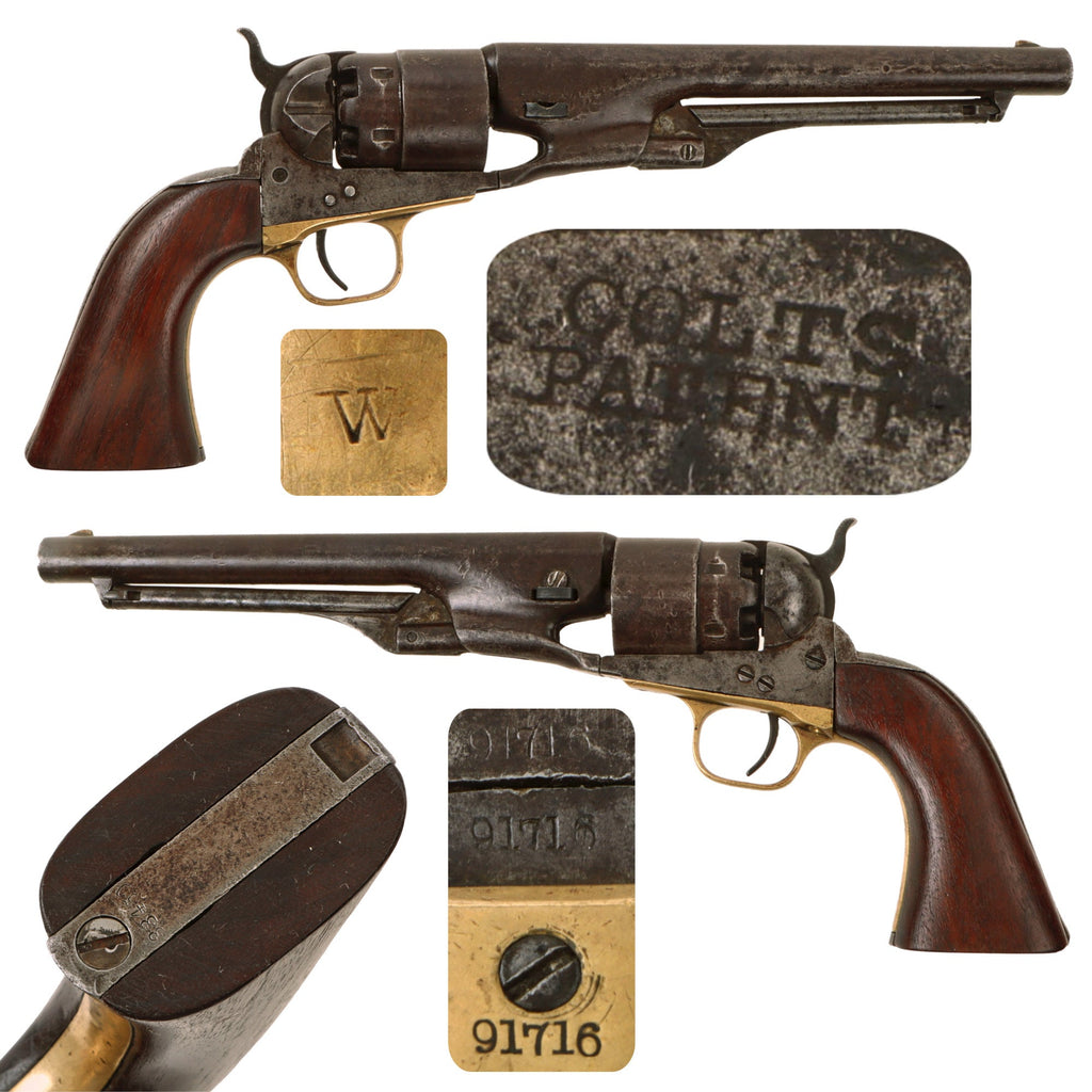 Original U.S. Civil War Colt Model 1860 Army .44cal Percussion Revolver Made in 1863 with Replaced Grip - Serial 91716 Original Items