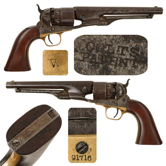 Original U.S. Civil War Colt Model 1860 Army .44cal Percussion Revolver Made in 1863 with Replaced Grip - Serial 91716 Original Items