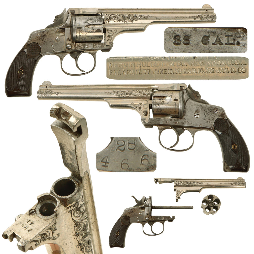 Original U.S. Merwin Hulbert & Co. .38cal Medium Frame Double Action Revolver with 5 1/2" Barrel and Folding Hammer - Serial 28466 Original Items