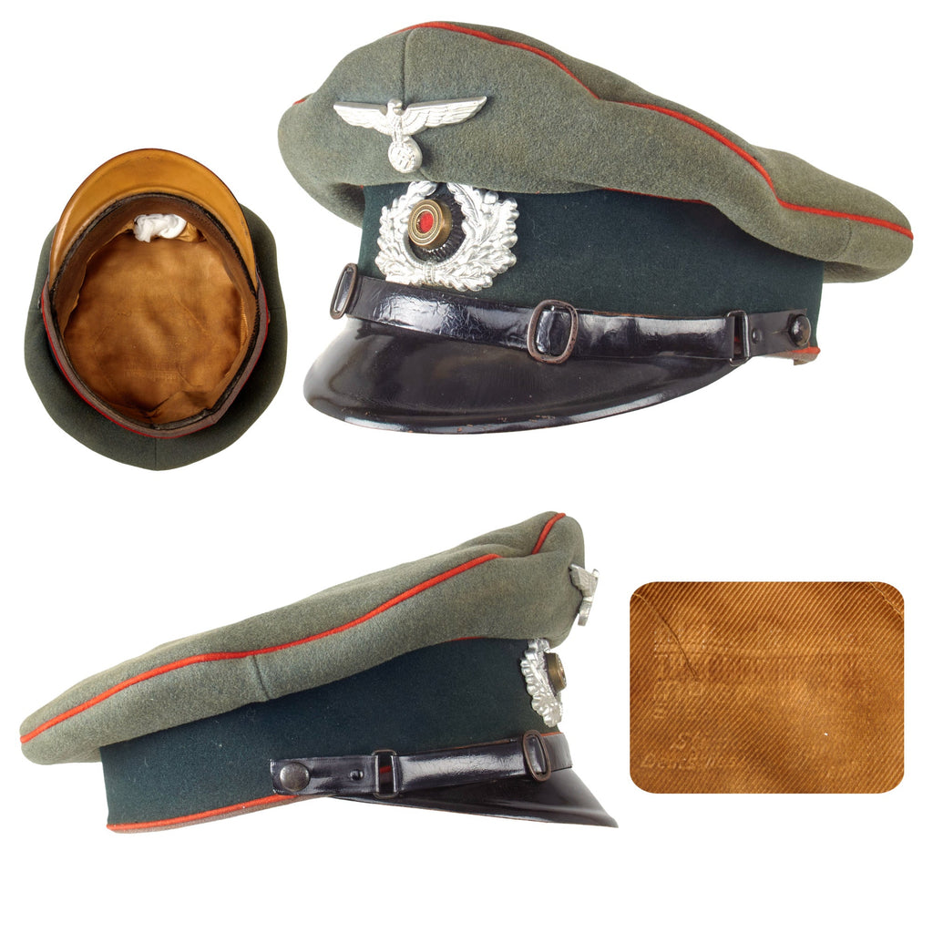 Original German WWII Heer Army Artillery EM/NCO Schirmmütze Visor Crush Cap with Faded Markings Original Items