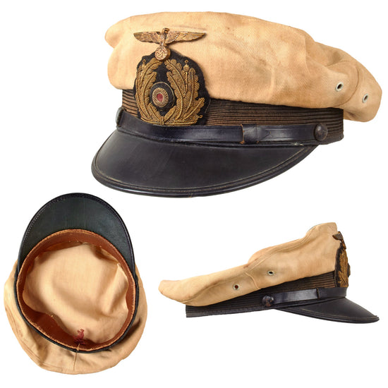 Original German WWII Kriegsmarine Navy White Summer Weight Senior NCO’s Schirmmütze Visor Cap Original Items