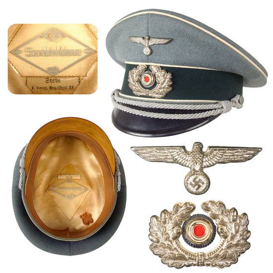 Original German WWII Named and Unit Marked Army Heer Infantry Officers Schirmmütze Visor Cap Original Items