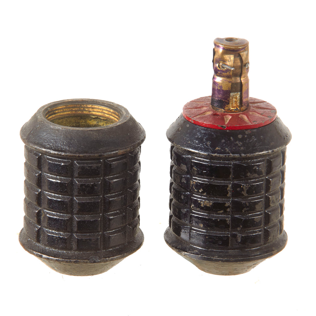 Original Japanese WWII 1938-Dated Type 97 Inert Fragmentation Hand Grenade with Fuse Housing & Extra Type 97 Grenade Body Original Items