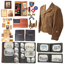 Original U.S. WWII 773rd Field Artillery Battalion Scrapbook & Medal Grouping with Uniform, Ephemra, Flag, and More - George L. Morris