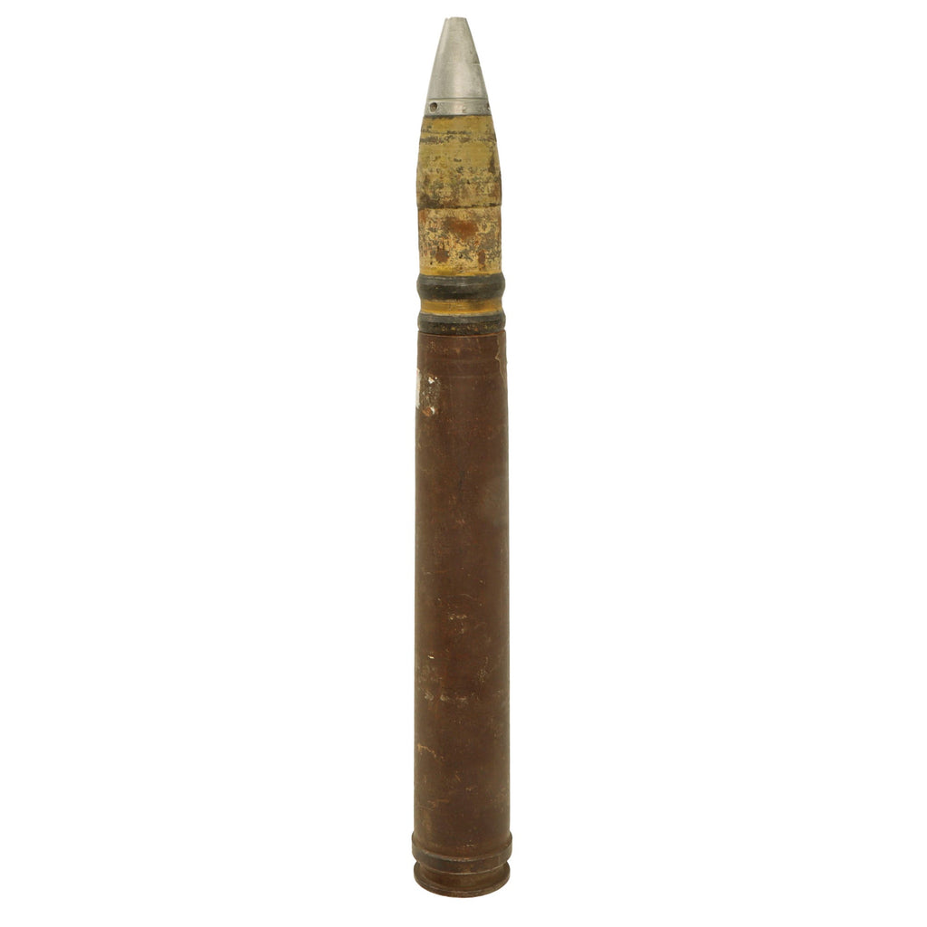 Original German WWII Kriegsmarine Inert 3.7cm Naval Flak Shell - Dated 1942 & 1944 Original Items