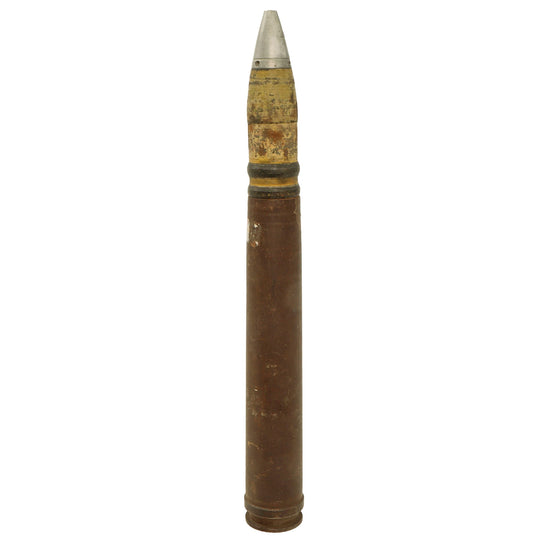 Original German WWII Kriegsmarine Inert 3.7cm Naval Flak Shell - Dated 1942 & 1944 Original Items