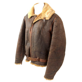 Original British WWII Irvin Sheepskin Flying Jacket With Air Ministry “AM” Marked Zipper with Period Damage & Repairs - Dated 1940