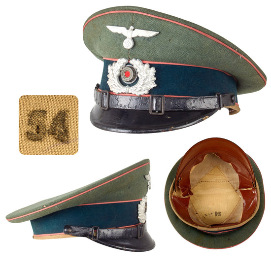Original German WWII Army Heer Panzer EM/NCO Schirmmütze Visor Cap - Size 54 Original Items