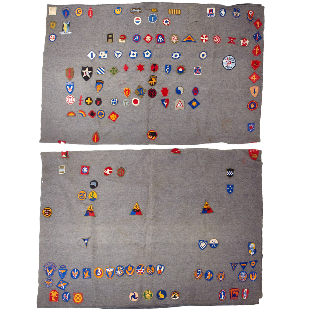 Original U.S. WWII Captured Japanese Naval Landing Forces Issue 130-Patch Souvenir Patch Blanket with Data Tag - 60 x 84” Original Items