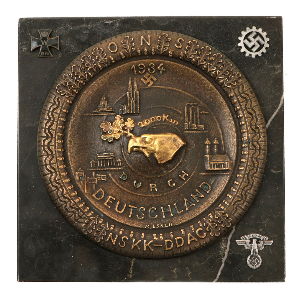 DRAFT Original German WWII NSKK Motor Group Lower Rhein 1938 Roemryke-Berge Reliability Test Trip Vehicle Plate (Copy) Original Items