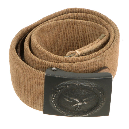 Original German WWII Rare Luftwaffe Afrikakorps DAK Web Belt with Steel Buckle - dated 1940 Original Items