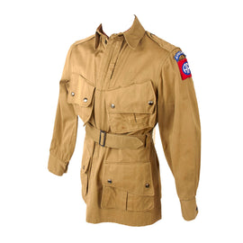 Original U.S. WWII 82nd Airborne Division M1942 Paratrooper Jump Jacket without Reinforcements with Crown Zipper & Original Belt