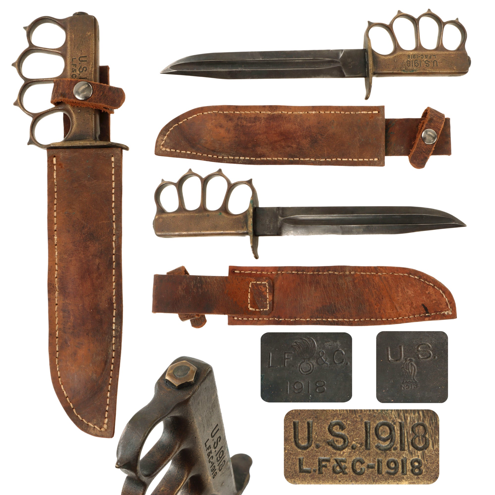 Original U.S. WWI / WWII M1918 Mark I Modified Trench Knife with