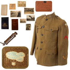Original U.S. WWI 66th Balloon Company Uniform & Photo Grouping with Diary of Comrade - Elwood J. Rohring