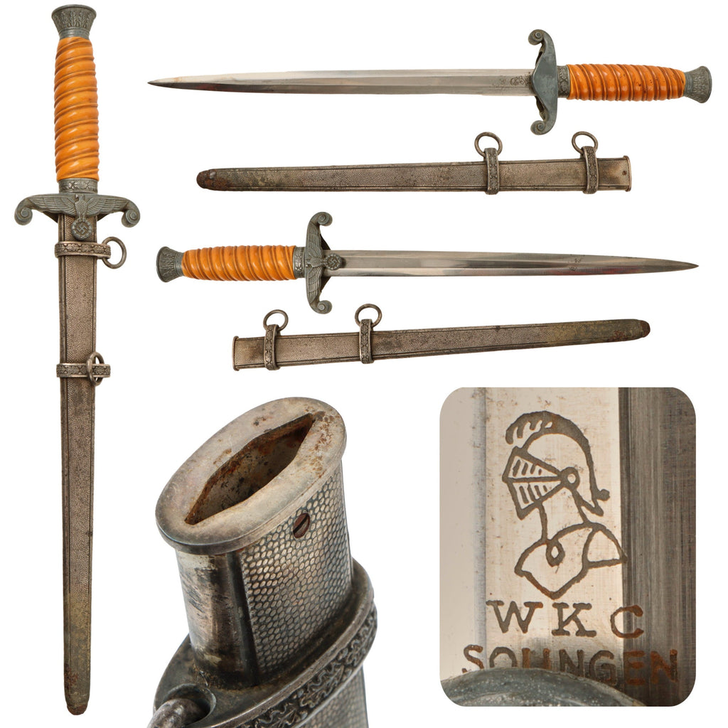 Original German WWII Heer Army Officer Dagger by W.K.C. Waffenfabrik of Solingen with Scabbard Original Items