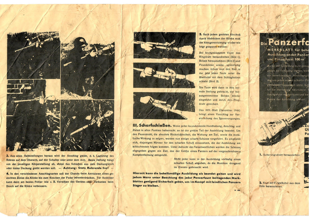 Original German WWII Panzerfaust Anti-Armor Weapon Instruction Pamphle ...
