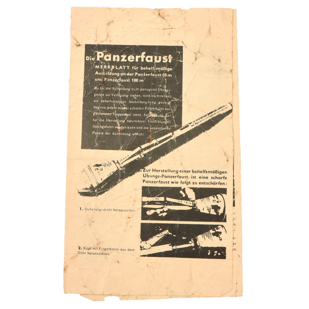 Original German WWII Panzerfaust Anti-Armor Weapon Instruction Pamphlet Original Items