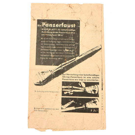 Original German WWII Panzerfaust Anti-Armor Weapon Instruction Pamphlet Original Items