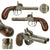 Original Victorian Era Belgian Double Barreled Percussion Pistol with Burl Wood Grip and Engraved Frame - Circa 1840 Original Items