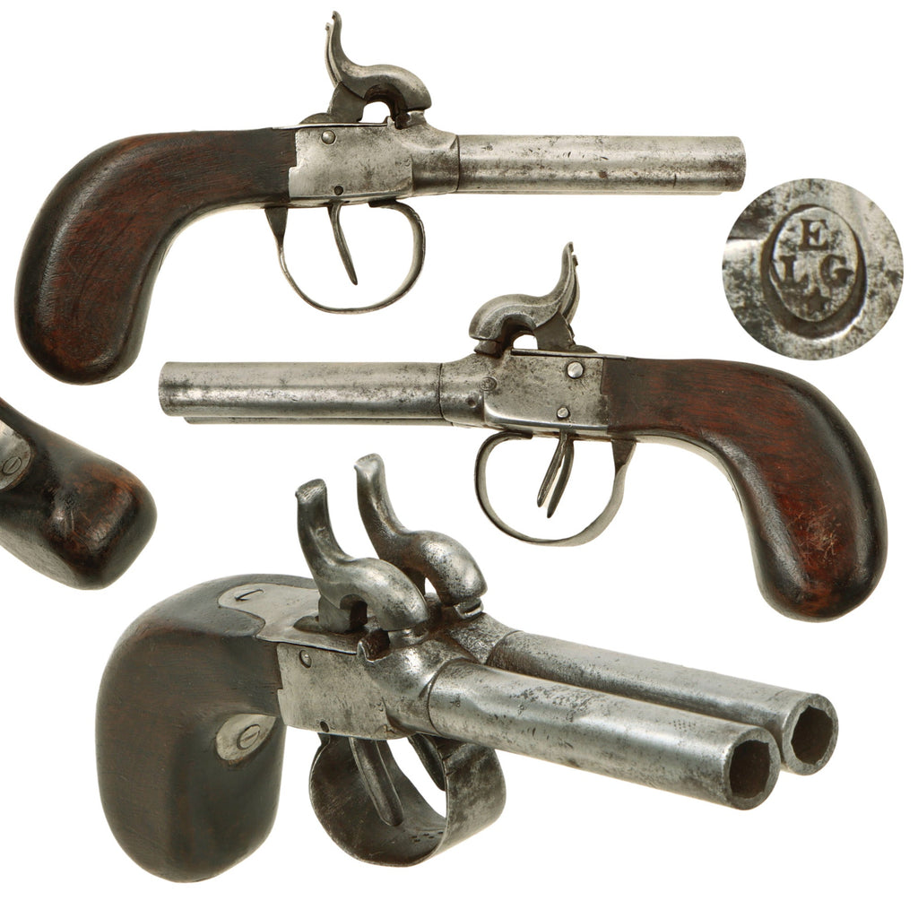 Original Victorian Era Belgian Double Barreled Percussion Pistol - Circa 1840 Original Items