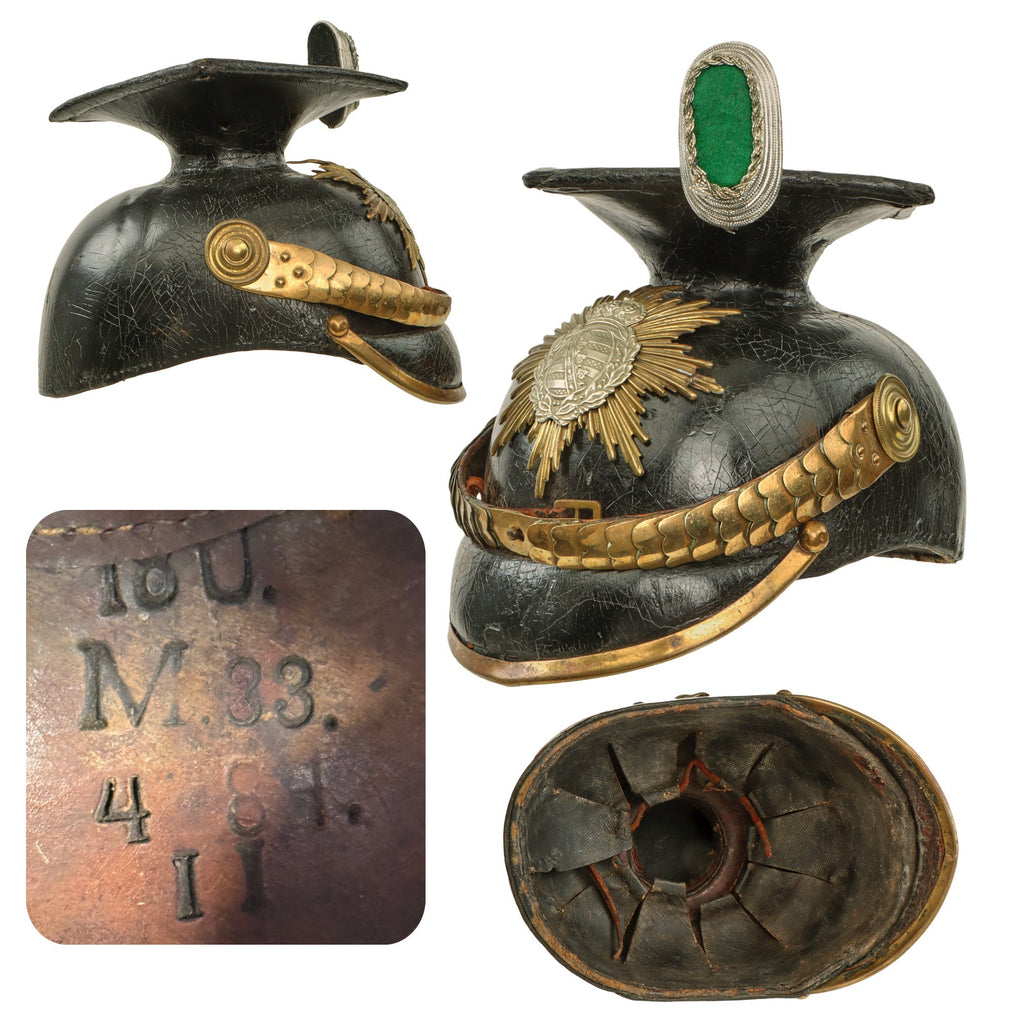 Original Imperial German Franco-Prussian War Era Saxon M1889 Uhlan Tschapka Officer’s Helmet with Chinscales & Good Markings - Rare Original Items