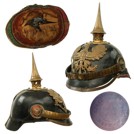 Original Imperial German WWI Prussian Infantry Officer Model 1897 Pickelhaube Spiked Helmet - Size 56