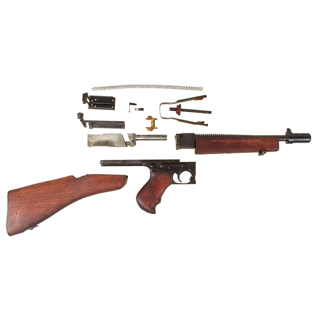 Original U.S. WWII Thompson M1928A1 SMG Complete Parts Set with Knurled Actuator and Lyman Adjustable Sight Original Items