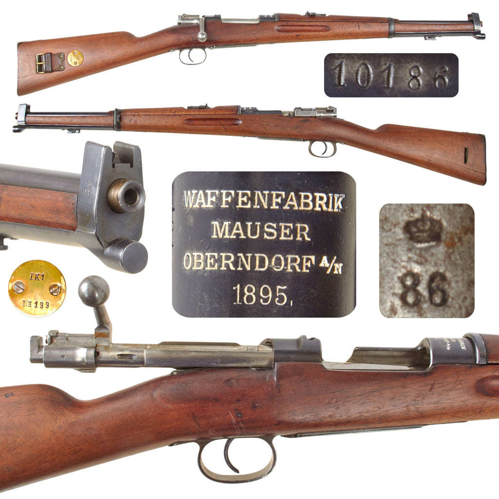 Original Swedish Mauser m/1894-14 Carbine by Waffenfabrik Mauser Dated 1895 with Bayonet Lug - Matching Serial 10186 Original Items