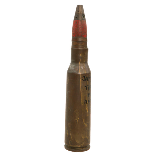 Original Japanese WWII Imperial Japanese Navy INERT 25mm High Explosive Round For The Type 96 Anti-Aircraft Cannon - Dated 1943 Original Items