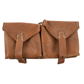 Original German WWII G43 K43 Tan Leather Ammunition Pouch by C. Pose of Berlin - Dated 1944