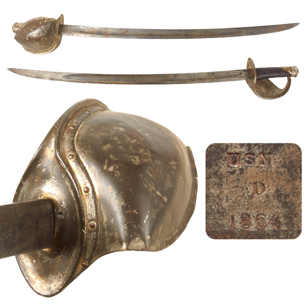 Original U.S. Civil War Rare Model 1860 Naval Cutlass by Ames Mfg. Co. - Dated 1864 Original Items