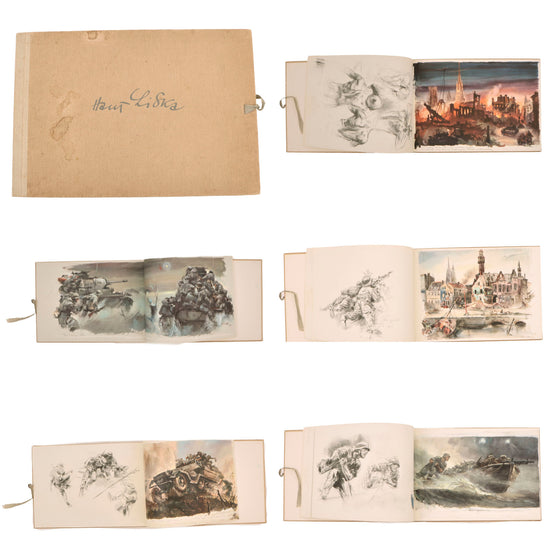 Original German WWII Mein Skizzenbuch "My Sketchbook" Softcover Collection of Watercolor Sketches by Hans Liska - 1944 Publication Date