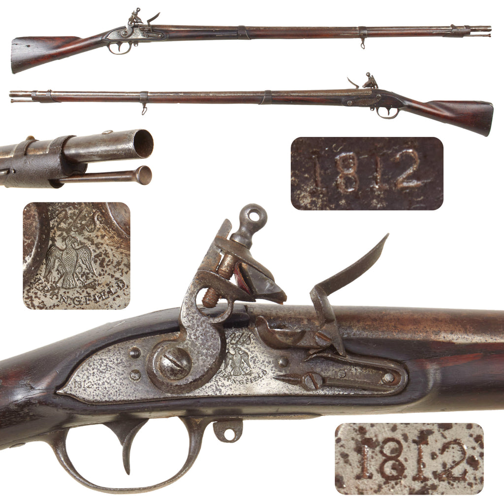 Original War of 1812 U.S. Springfield Model 1812 Flintlock Musket by Springfield Armory Dated 1812 - Unconverted Original Items