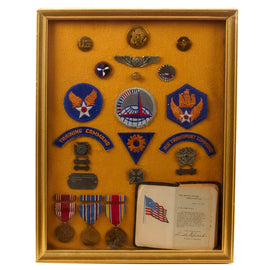 Original U.S. WWII CBI AAF Air Transport Command Aircrew Grouping in Frame with Sterling Wings, Bible, and Medals - Frederick W. Burton