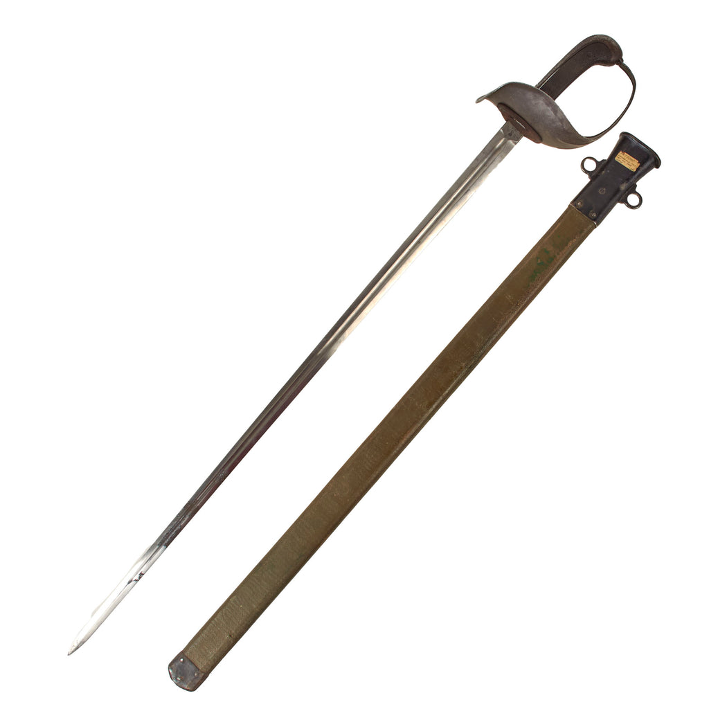 Original U.S. WWI Model 1913 Cavalry Saber Patton Sword by Springfield Armory with Scabbard - Dated 1914 - Rare Maker Original Items