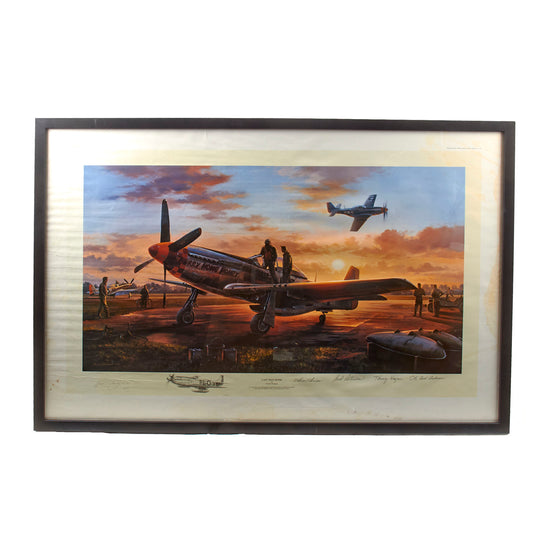 Original Signed Limited Edition Print: Framed “Last Man Home” by Nicholas Trudgian Signed by C.E. Bud Anderson, Thomas L. Hayes, William R. O'Brien, & Richard Bud Peterson - 48/50 - 25 ¾ x 37 ½” Original Items