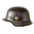 Original German WWII Heer Army Single Decal M42 Steel Helmet with 1940 Dated 58cm Liner and Repaired Chinstrap, Stamped ET66, Lot No. 2432