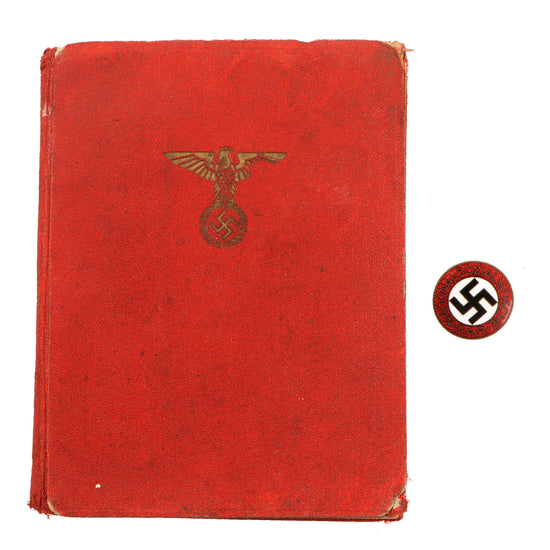 Original German Pre-WWII NSDAP Membership Book of Hans Köllner with Enamel Membership Badge by Ferdinand Wagner, RZM M1/8 Original Items