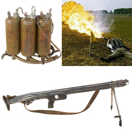 Original Soviet Russian Cold War Inert LPO-50 Flamethrower Set with Projector, Backpack, and Power Pack in Pouch - Dated 1958