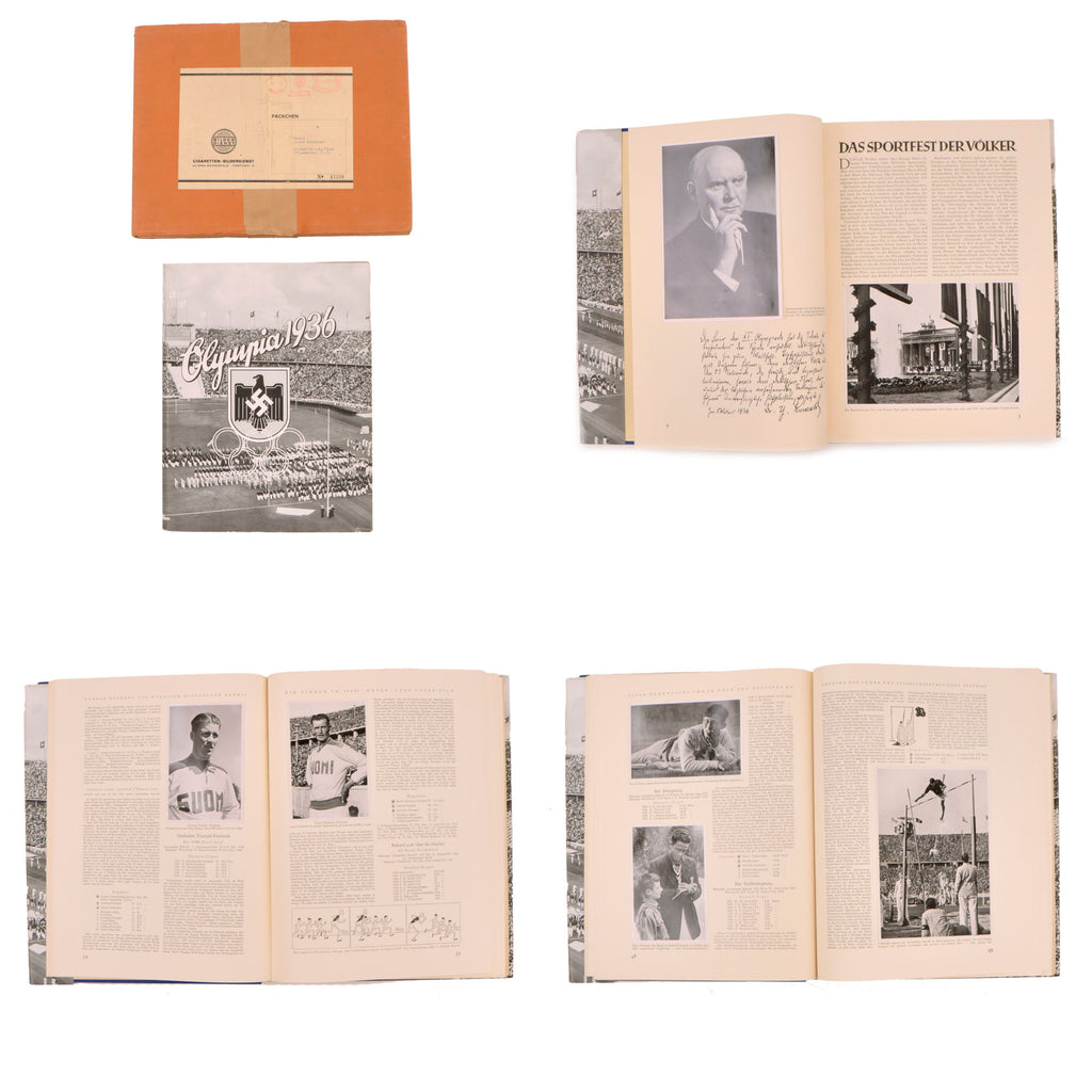 Original German Pre-WWII 1936 Berlin Summer Olympics "Olympia 1936" Band II Cigarette Card Album in Original Mailing Box with Dust Cover - All Cards Present