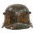 Original Imperial German WWI Named Panel Camouflage M16 Stahlhelm Helmet with Shrapnel Damage Through Visor - Rare Maker K64