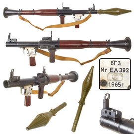 Original Soviet Bulgarian Cold War 1965 Dated RPG-7 Rocket Propelled Grenade Inert Launcher RPG with Partial Chinese Type 69 85mm Rocket for Display