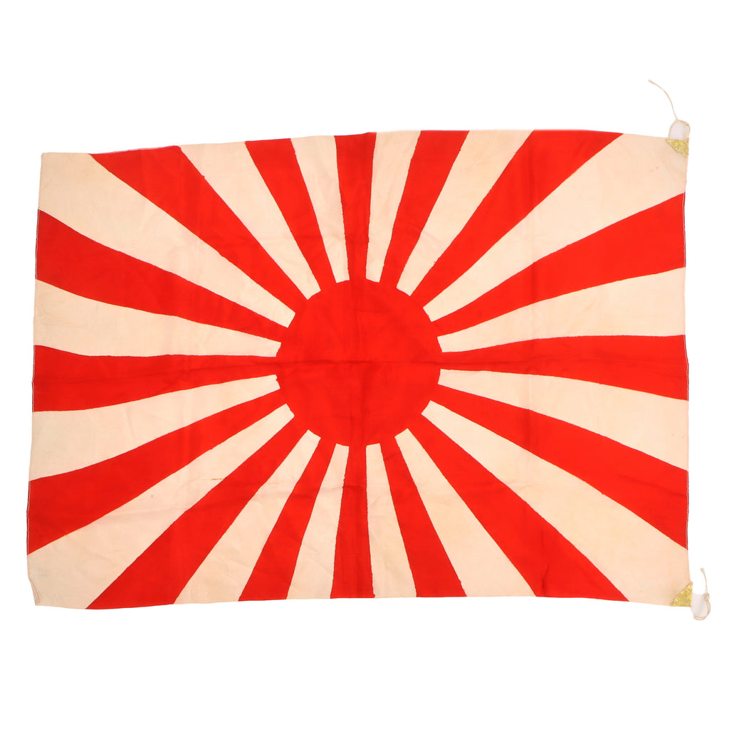 Original Imperial Japanese WWII Army Rising Sun War Flag with Original Corner Ties - 27 x 38”